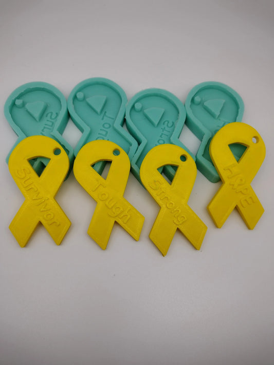 Cancer Awareness Keychains/Christmas Ribbon Ornament-Silicone Mold-Faux Fake Bake-Clay, Resin, Soap, Candle, Plaster, Fondant or Baking Mold-Two Mold Styles Available