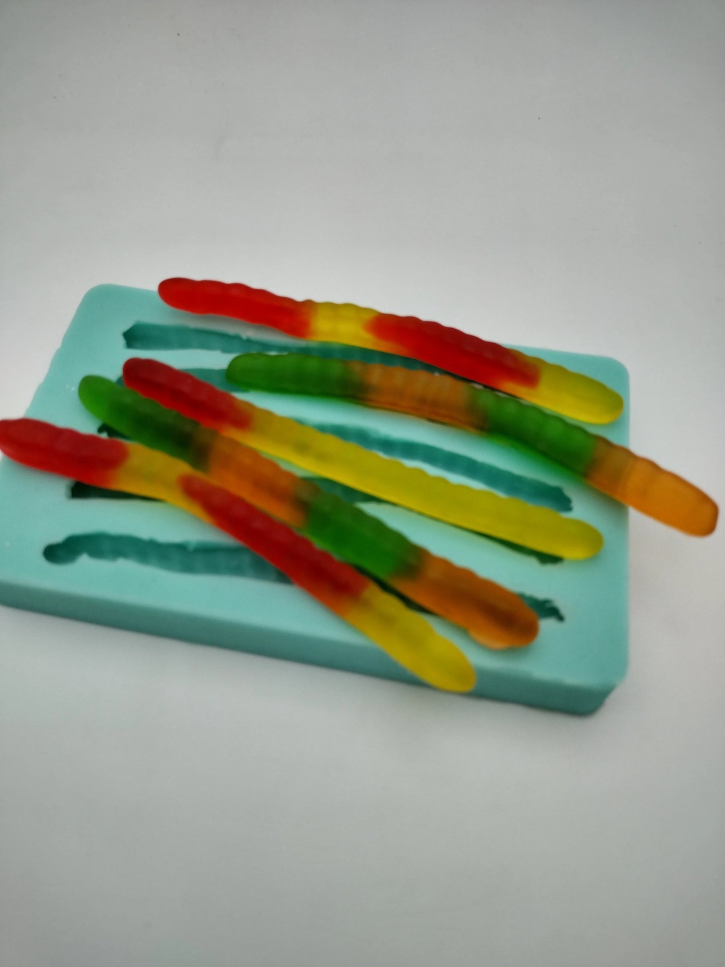 Gummy Worms-Silicone Mold-Faux Fake Bake-Clay, Resin, Soap, Candle, Plaster, Fondant or Baking Mold-Two Mold Styles Available