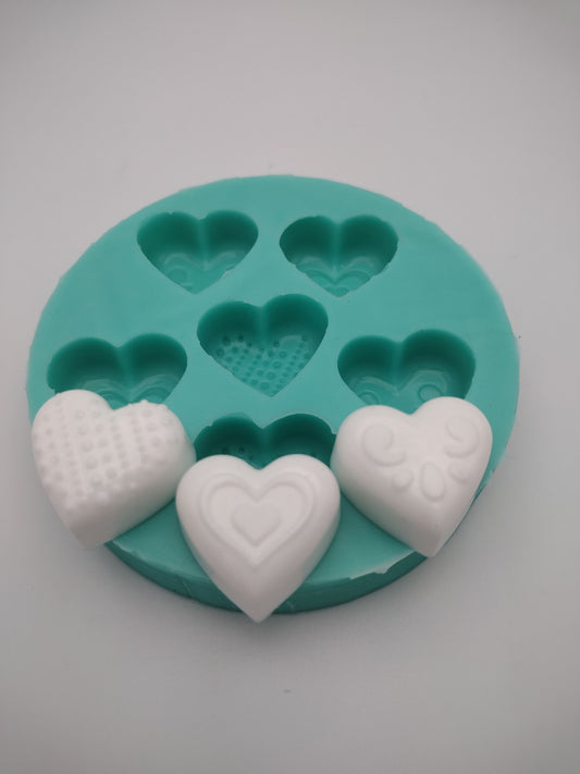 Hearts with Patterns-Silicone Mold-Faux Fake Bake-Clay, Resin, Soap, Candle, Plaster, Fondant or Baking Mold-Two Mold Styles Available