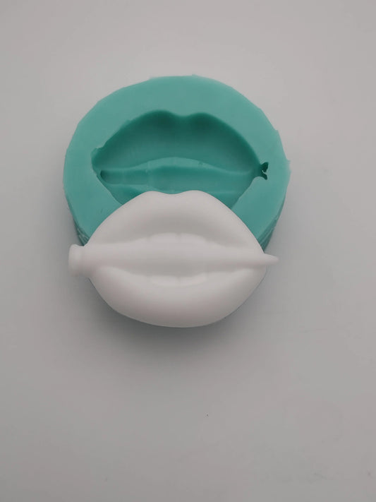 Lips with Bullet-Silicone Mold-Faux Fake Bake-Clay, Resin, Soap, Candle, Plaster, Fondant or Baking Mold-Two Mold Styles Available