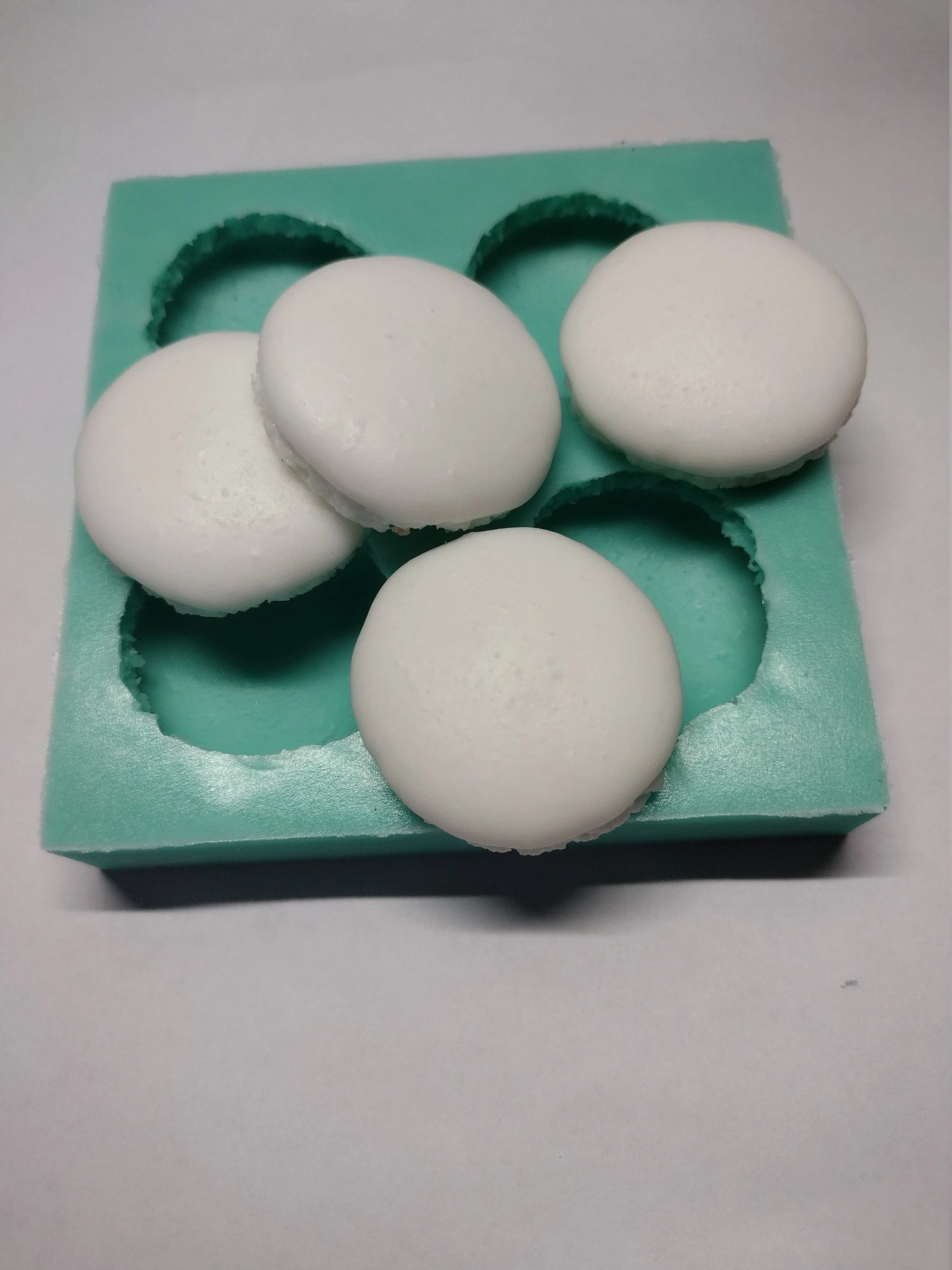 Macaroon Halves (Four Cavities)-Silicone Mold-Faux Fake Bake-Clay, Resin, Soap, Candle, Plaster, Fondant or Baking Mold-Two Mold Styles Available