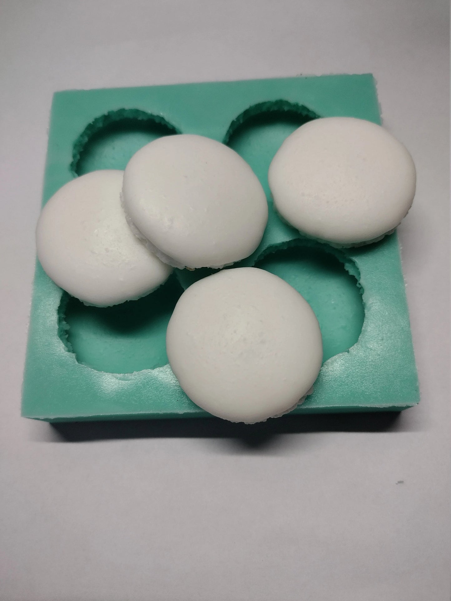 Macaroon Halves (Four Cavities)-Silicone Mold-Faux Fake Bake-Clay, Resin, Soap, Candle, Plaster, Fondant or Baking Mold-Two Mold Styles Available