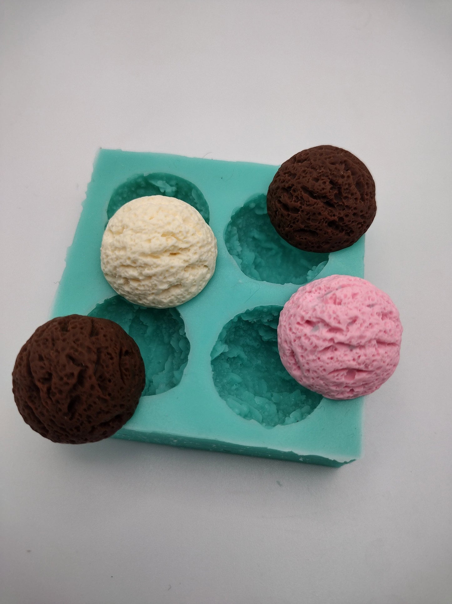 Mini Ice Cream Scoops-Silicone Mold-Faux Fake Bake-Clay, Resin, Soap, Candle, Plaster, Fondant or Baking Mold-Two Mold Styles Available