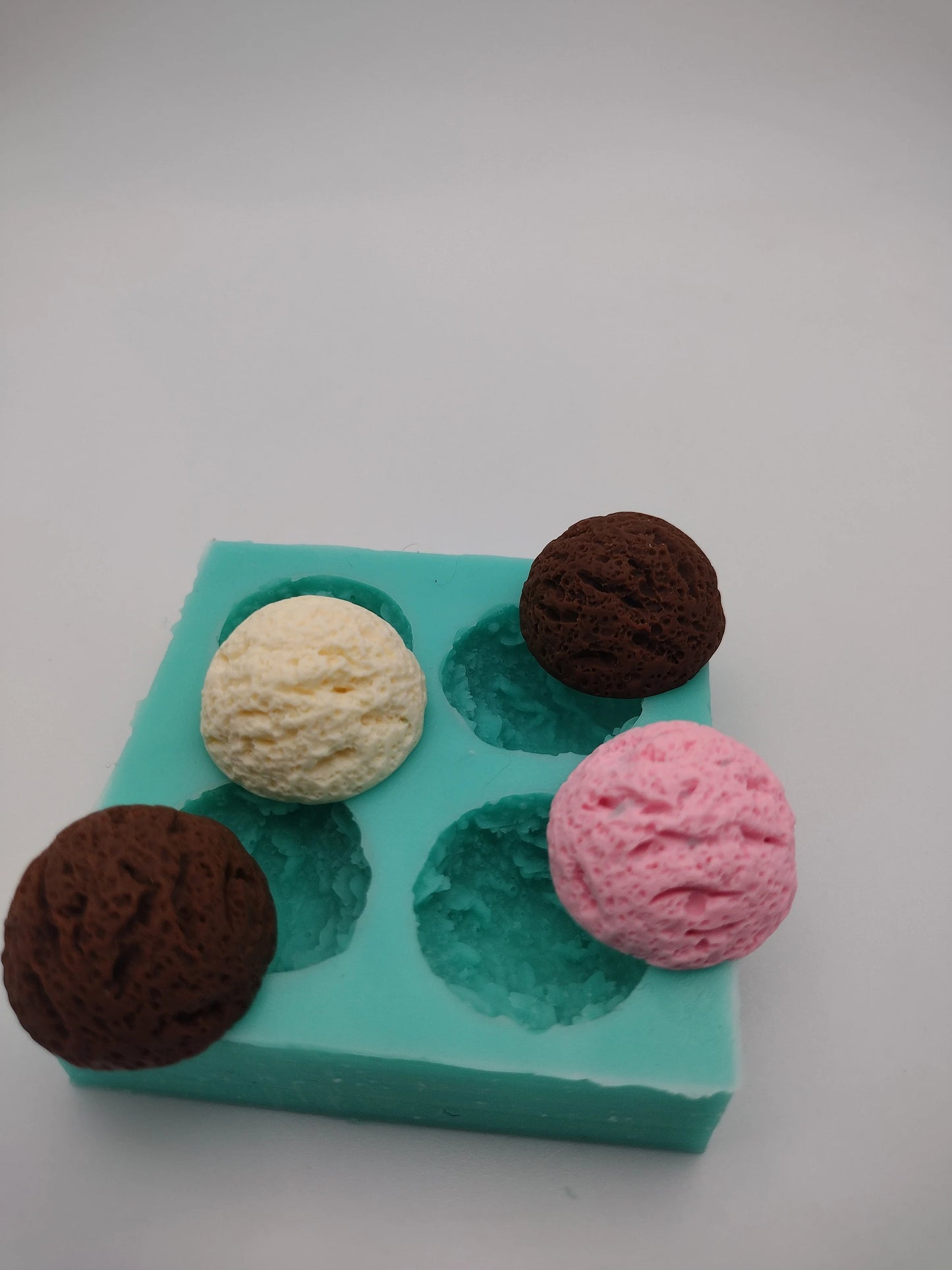 Mini Ice Cream Scoops-Silicone Mold-Faux Fake Bake-Clay, Resin, Soap, Candle, Plaster, Fondant or Baking Mold-Two Mold Styles Available