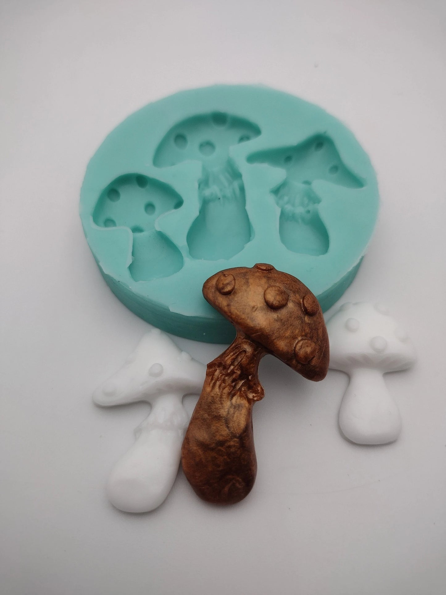 Mushrooms(Small)-Silicone Mold-Faux Fake Bake-Clay, Resin, Soap, Candle, Plaster, Fondant or Baking Mold-Two Mold Styles Available