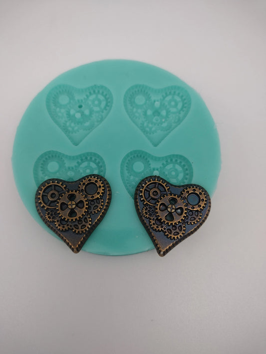 Punk Style Hearts&nbsp;-Silicone Mold-Faux Fake Bake-Clay, Resin, Soap, Candle, Plaster, Fondant or Baking Mold-Two Mold Styles Available