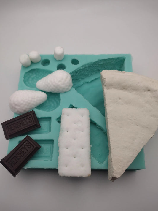 S'mores Pie DIY-Silicone Mold-Faux Fake Bake-Clay, Resin, Soap, Candle, Plaster, Fondant or Baking Mold-Two Mold Styles Available