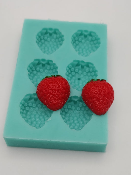 Mini Strawberries-Silicone Mold-Faux Fake Bake-Clay, Resin, Soap, Candle, Plaster, Fondant or Baking Mold-Two Mold Styles Available