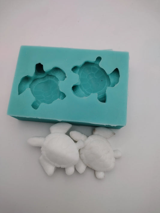 Turtles-Silicone Mold-Faux Fake Bake-Clay, Resin, Soap, Candle, Plaster, Fondant or Baking Mold-Two Mold Styles Available