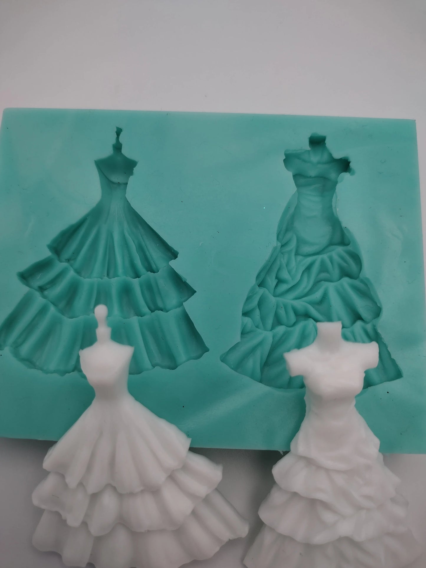 Wedding Dresses-Silicone Mold-Faux Fake Bake-Clay, Resin, Soap, Candle, Plaster, Fondant or Baking Mold-Two Mold Styles Available