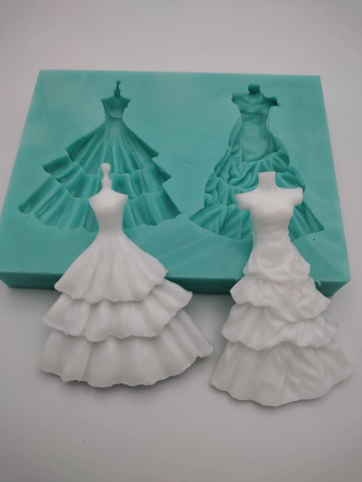 Wedding Dresses-Silicone Mold-Faux Fake Bake-Clay, Resin, Soap, Candle, Plaster, Fondant or Baking Mold-Two Mold Styles Available